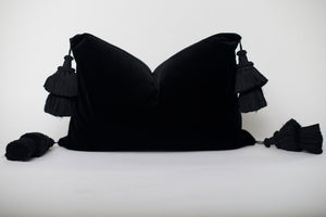 Black Velvet Pillow with Tassels